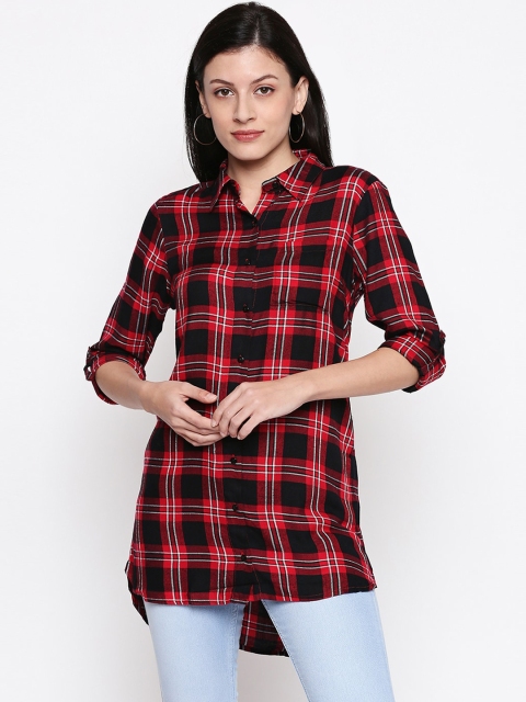 

People Women Red Tartan Checked Casual Shirt
