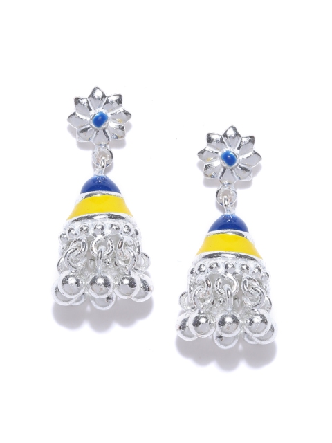

ahilya Sterling Silver Yellow Enamel Jhumkis
