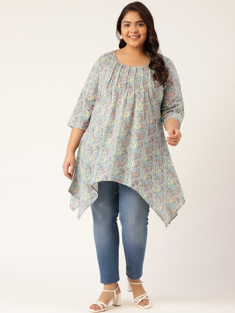

Revolution Grey & Black Floral Printed Plaeated Regular Top