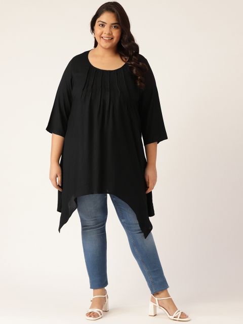 

Revolution Black Solid Round Neck Regular Top