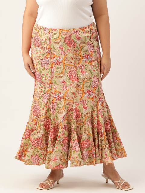 

Revolution Women Beige Floral Printed A-Line Skirts