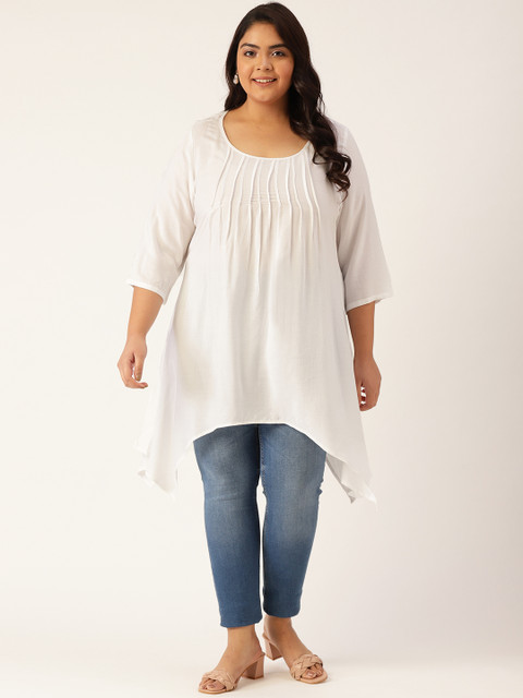 

Revolution White Accordion Pleats Regular Top