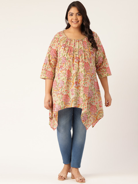 

Revolution Women Green Floral Print Pure Cotton Regular Top