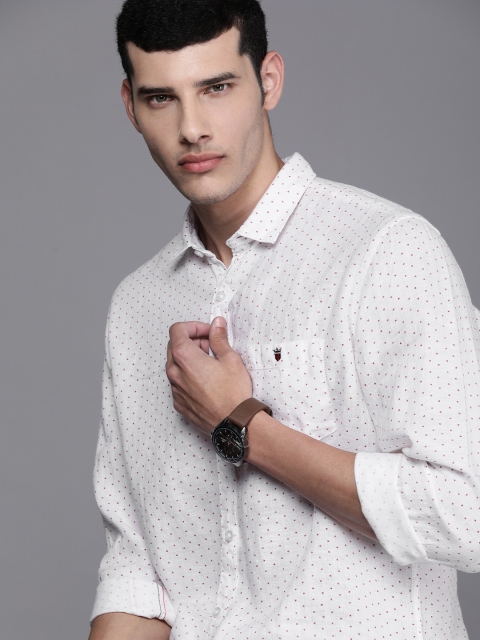 

Louis Philippe Jeans Men White Slim Fit Opaque Casual Linen Shirt