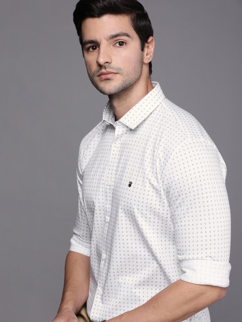 

Louis Philippe Sport Men White Super Slim Fit Geometric Printed Cotton Casual Shirt