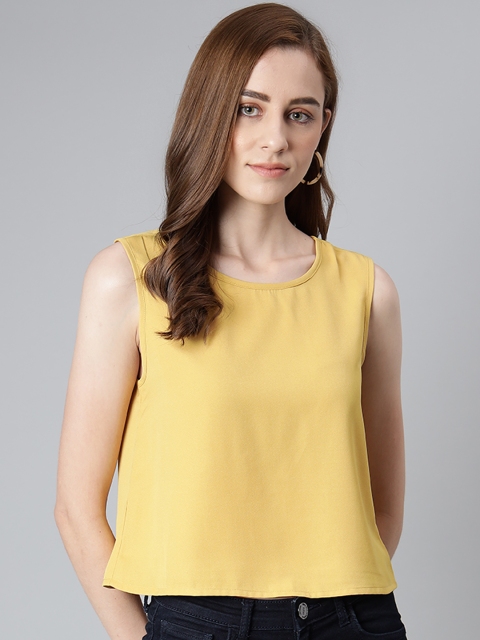 

Provogue Mustard Yellow Solid Regular Top
