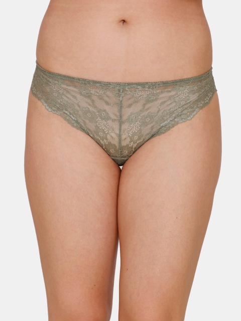 

Zivame Women Green Self Design Low Rise Hipster Briefs