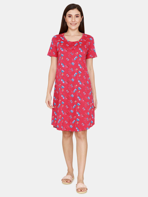 

Zivame Pink Printed Nightdress