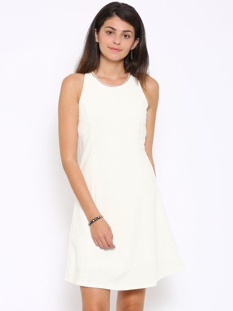 

Deal Jeans Women White Solid A-Line Dress