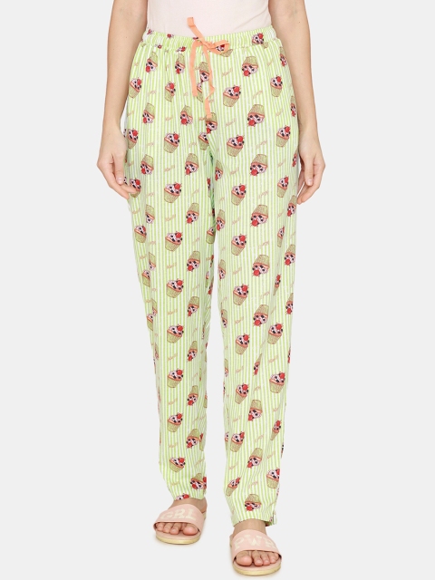 

Zivame Women Green Printed Cotton Lounge Pants