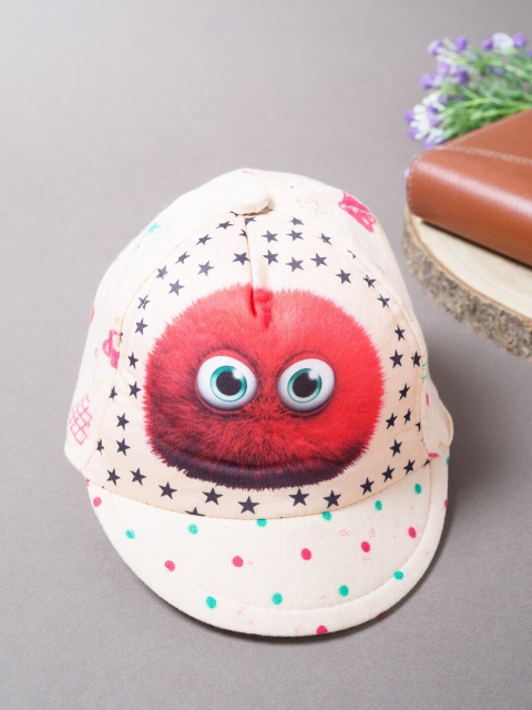 

Golden Peacock Unisex Kids Cream-Coloured & Red Printed Snapback Cap
