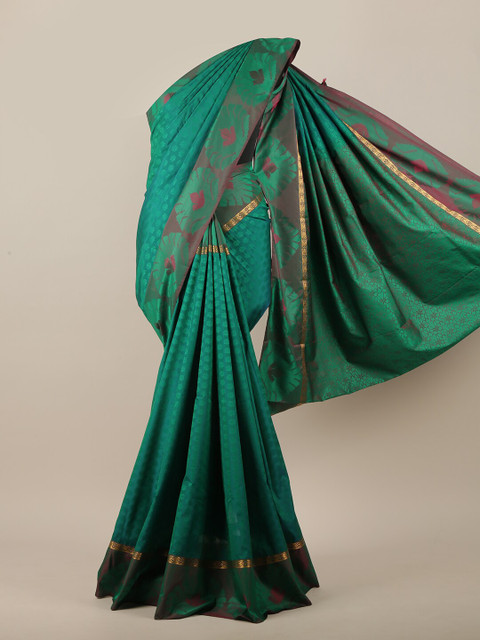 

Pothys Green & Gold-Toned Woven Design Zari Art Silk Saree