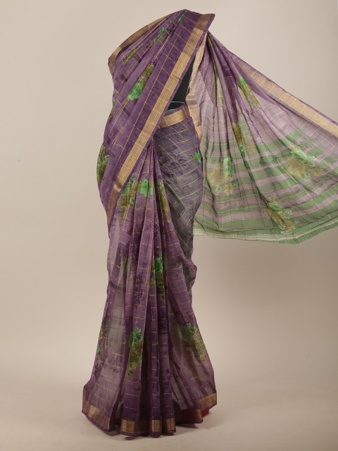 

Pothys Lavender & Green Floral Zari Saree