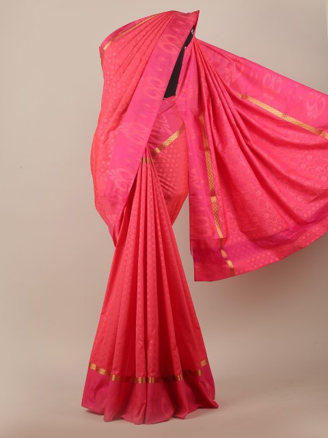 

Pothys Pink & Gold-Toned Woven Design Art Silk Saree
