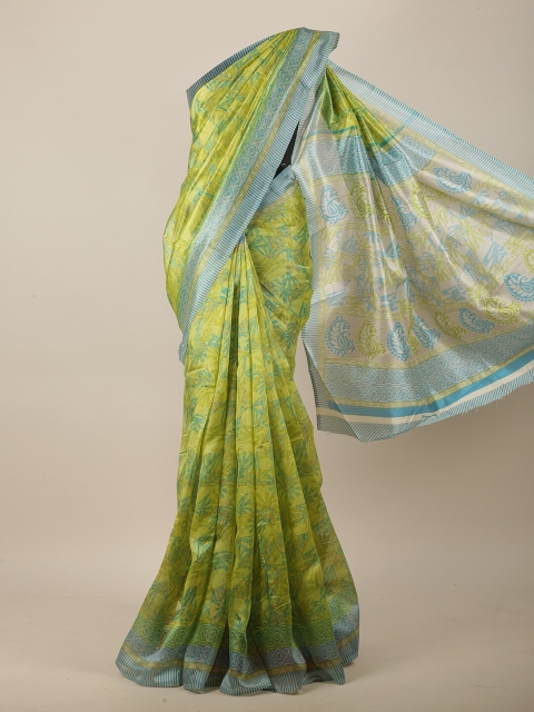 

Pothys Green & Blue Floral Saree