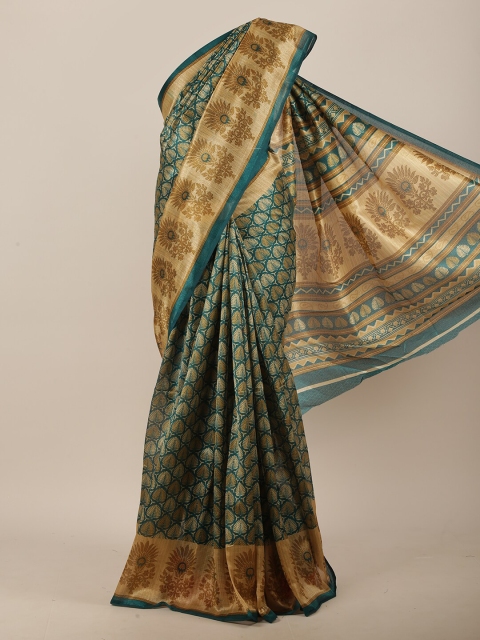 

Pothys Green & Beige Floral Saree