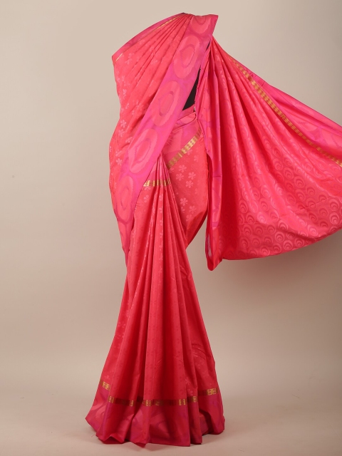 

Pothys Pink & Gold-Toned Floral Art Silk Saree