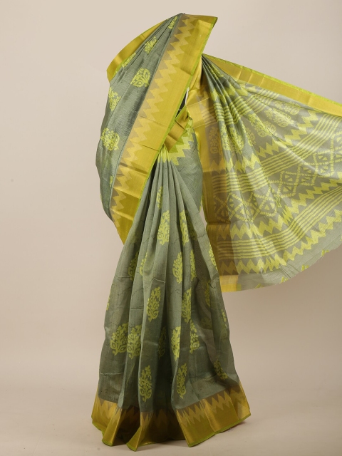 

Pothys Green & Grey Ethnic Motifs Zari Saree