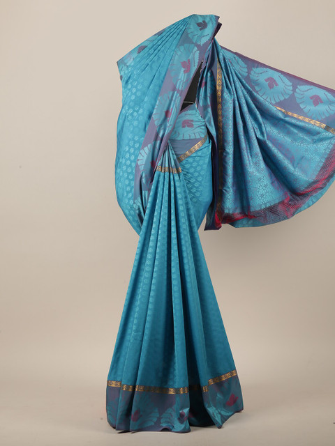 

Pothys Blue & Gold-Toned Woven Design Art Silk Saree