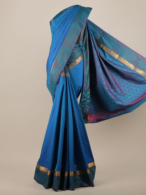 

Pothys Blue & Gold-Toned Woven Design Art Silk Saree