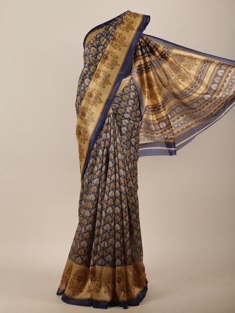 

Pothys Blue & Tan Floral Saree