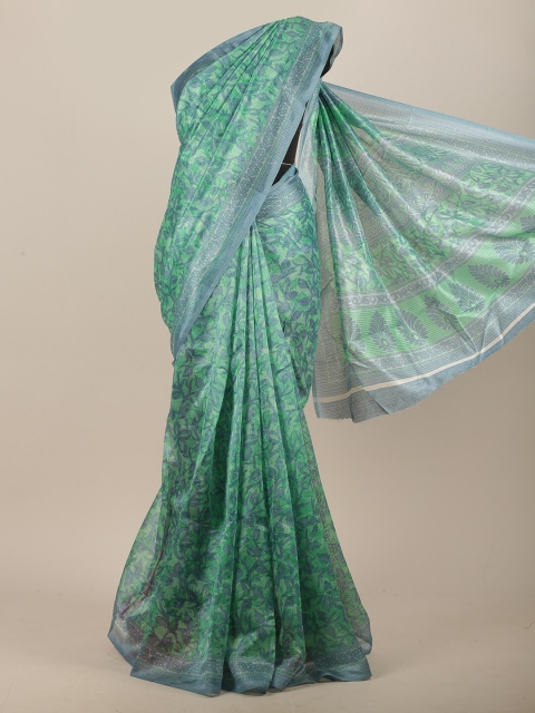 

Pothys Green & Grey Floral Saree