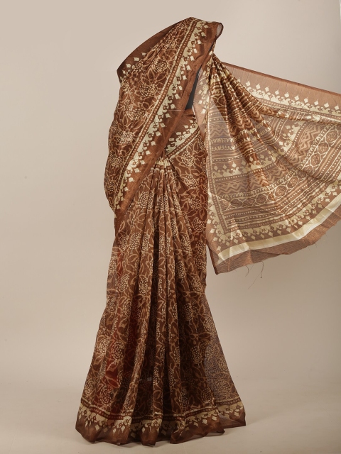 

Pothys Brown & Beige Floral Saree