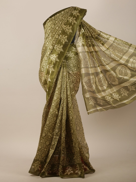 

Pothys Green & Beige Ethnic Motifs Saree