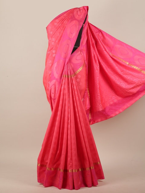 

Pothys Pink & Gold-Toned Floral Art Silk Saree