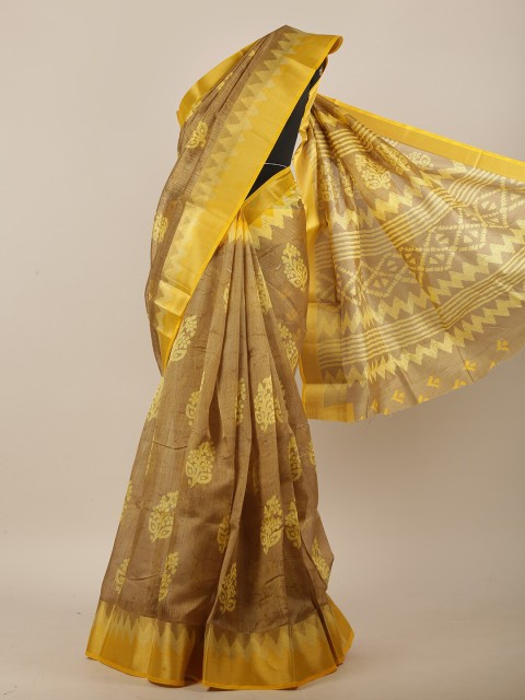 

Pothys Khaki & Yellow Floral Saree