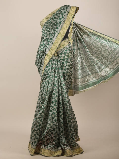 

Pothys Green & Grey Cotton Blend Saree