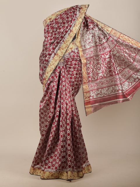 

Pothys Maroon & Yellow Cotton Blend Saree
