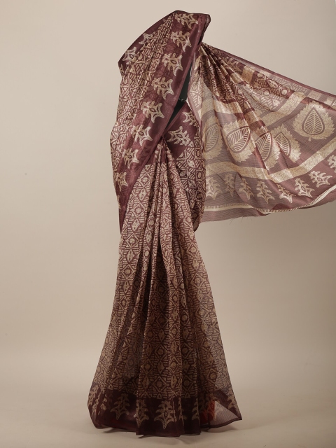 

Pothys Purple & Off White Cotton Blend Saree