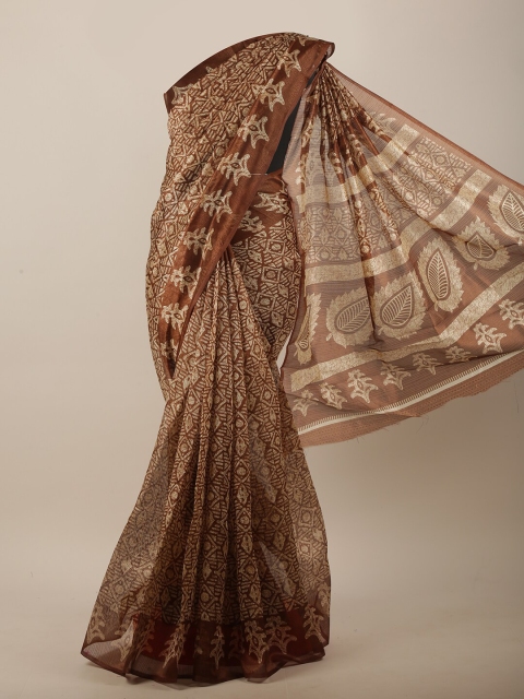 

Pothys Brown & Beige Cotton Blend Saree