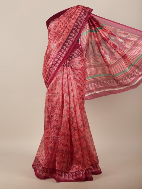 

Pothys Pink & Green Floral Saree