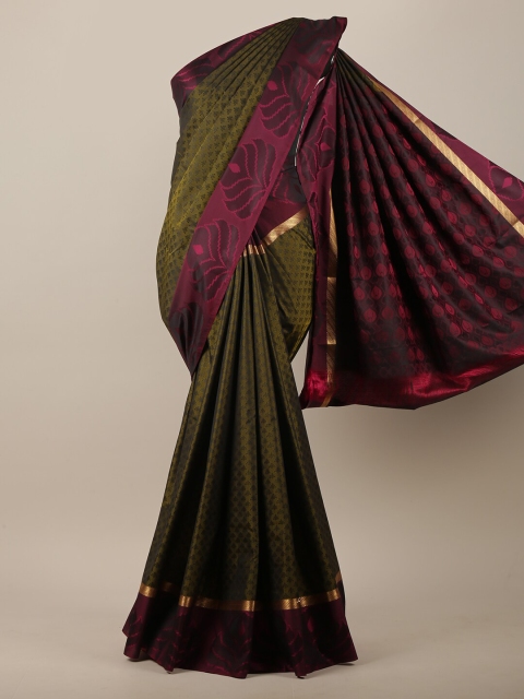 

Pothys Green & Purple Floral Printed Art Silk Saree