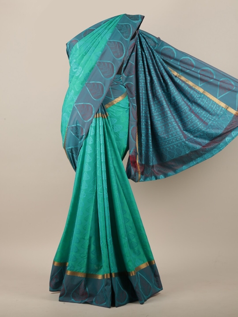 

Pothys Green & Blue Floral Zari Art Silk Saree