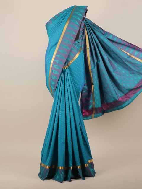 

Pothys Blue & Gold-Toned Printed Art Silk Saree