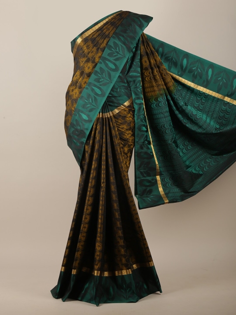 

Pothys Green & Teal Blue Floral Printed Art Silk Saree