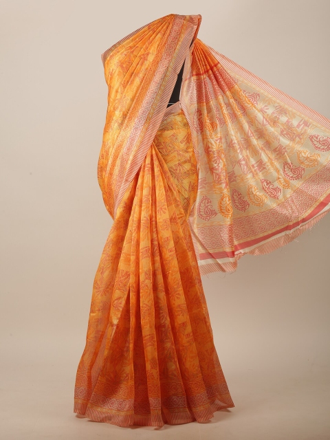 

Pothys Orange & Beige Floral Printed Saree