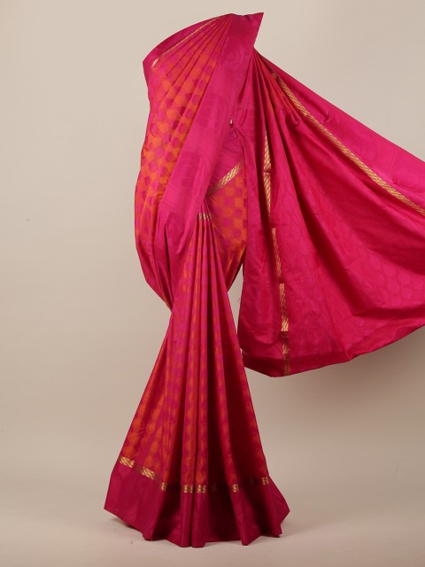 

Pothys Pink & Red Ethnic Motifs Art Silk Saree