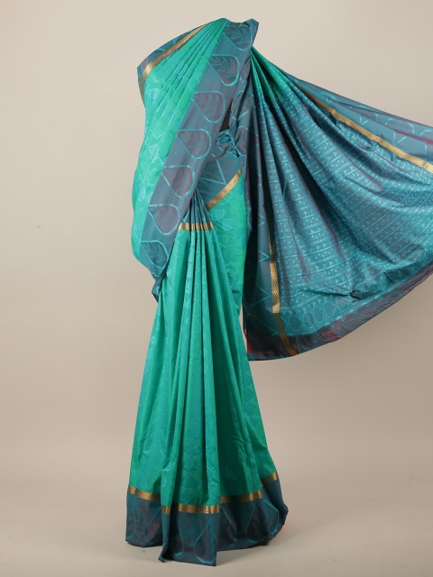 

Pothys Green & Blue Floral Art Silk Saree