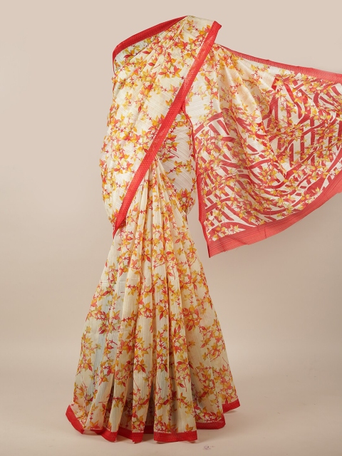 

Pothys Cream-Coloured Cotton Blend Saree