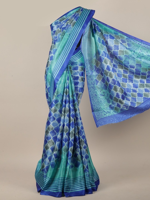 

Pothys Blue & Green Cotton Blend Saree