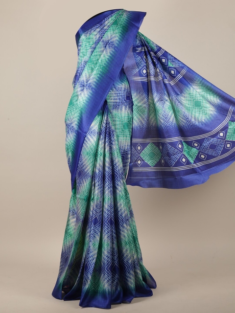 

Pothys Blue & Green Cotton Blend Saree