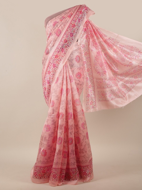 

Pothys Pink & Grey Cotton Blend Saree