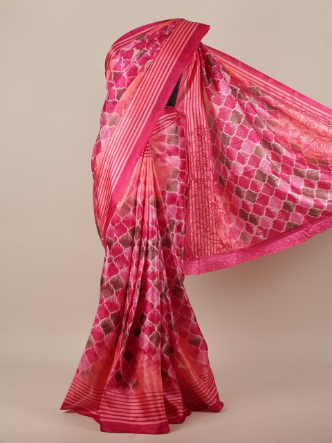 

Pothys Pink & Brown Cotton Blend Saree