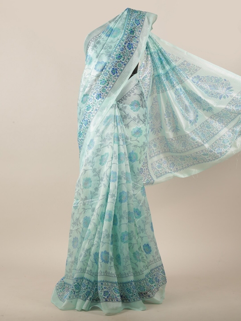 

Pothys Blue & Green Cotton Blend Saree