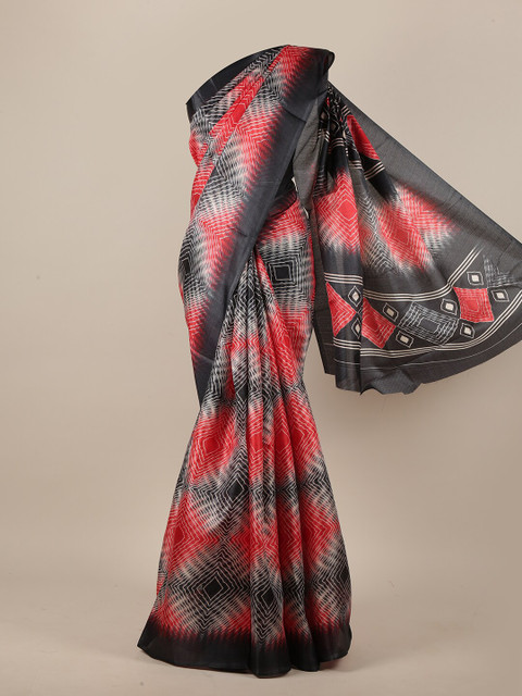 

Pothys Black & Red Cotton Blend Saree
