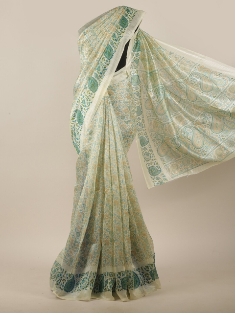 

Pothys Green & Blue Cotton Blend Saree